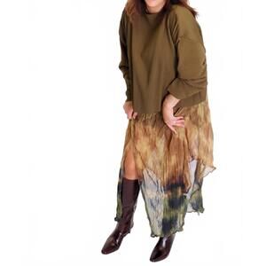 NEW ESTHÉ trapeeze crinkle sheer midi skirt in beige